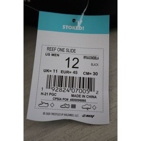 Reef RF0A3ONDBLA Men's Sz 12 Black One Slide Sandals - Picture 2 of 8